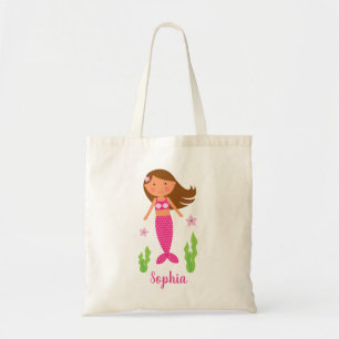 Bolsa Tote Mermaid Girl Pele média, cabelo castanho claro