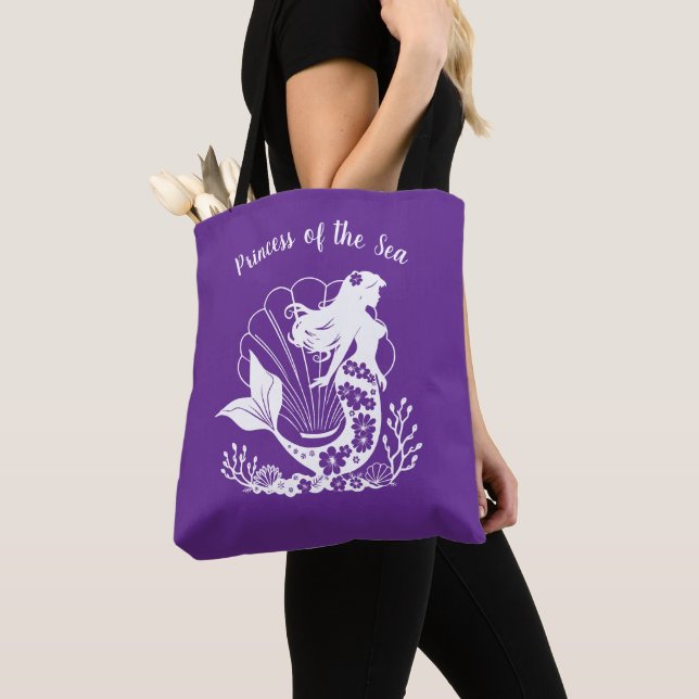 Bolsa Tote Mermaid-Princesa Havaiana do Mar-Roxo (Close Up)