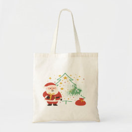 Bolsa Tote Merry & Bright Cute Santa Christmas Gift Tote Bag