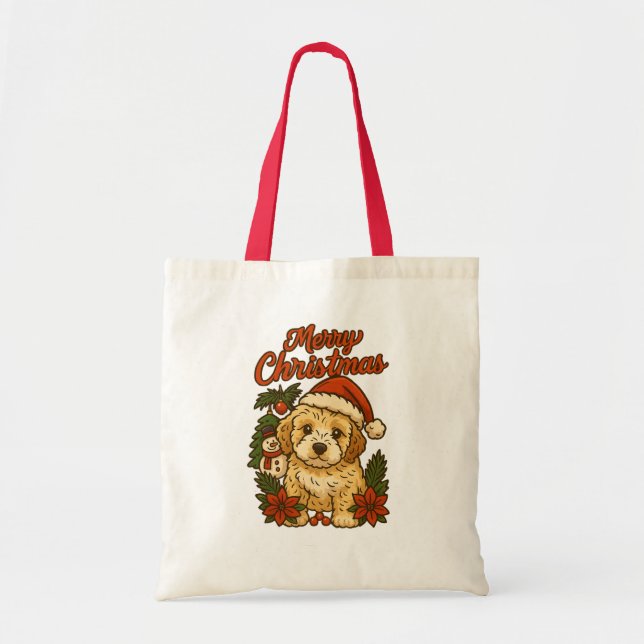 Bolsa Tote Merry Christmas Cockapoo Tote Bag (Frente)