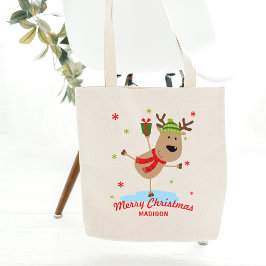 Bolsa Tote Merry Christmas Foliday Reindeer Personalizado
