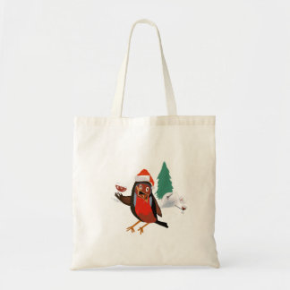 Bolsa Tote Merry Christmas Robin Tote Bag