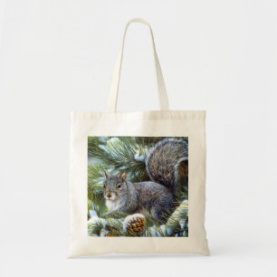 Bolsa Tote MERRY CHRISTMAS SQUIRRELS Tecido Gift Bag