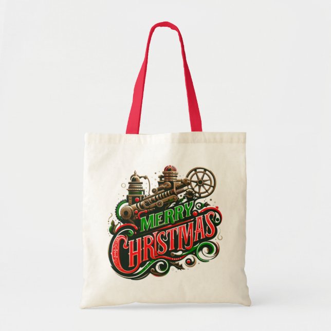 Bolsa Tote Merry Christmas steampunk (Frente)