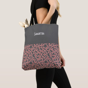 Bolsa Tote Merry Natal Peppermint Candy Canes Neve Nome