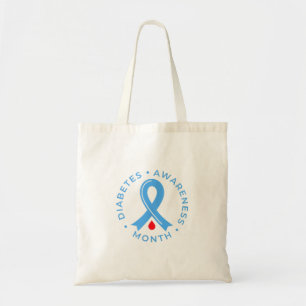 Bolsa Tote Mês de Conscientização sobre Diabetes Fita Azul de