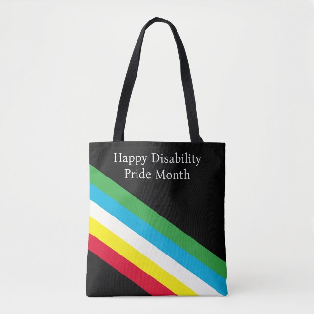 Bolsa Tote Mês do Orgulho da Deficiência Feliz (Frente)