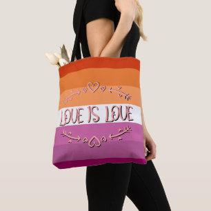 Bolsa Tote Mês do Orgulho Lésbico O amor é amor