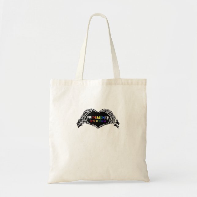 Bolsa Tote Mês Skeleton Heart Mãos LGBTQIA (Frente)