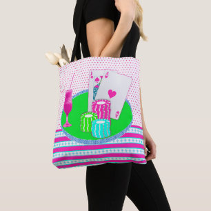 Bolsa Tote Mesa de Cartão de Bebida Pink Blackjack Casino de