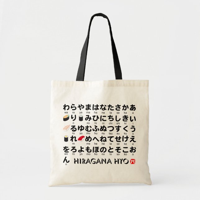 Bolsa Tote Mesa de Hiragana Japonesa (Sushi) (Frente)