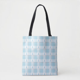 Bolsa Tote Mesothelioma Cancer Awareness Plaid Light Blue