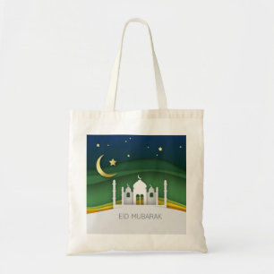 Bolsa Tote Mesquita de Cortar Papel Eid Mubarak Moderno - Bol