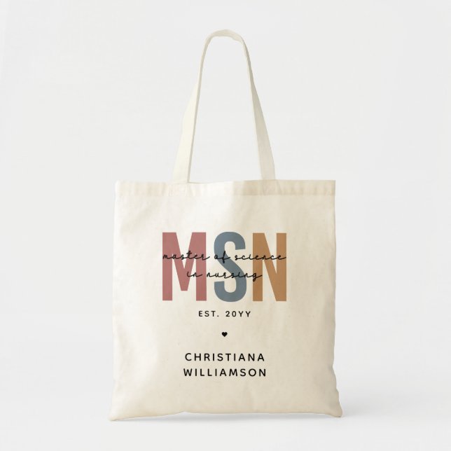 Bolsa Tote Mestre de Ciência em Enfermagem do MSN Personaliza (Frente)