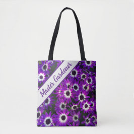 Bolsa Tote Mestre Gardener Brilho Flor Roxo Vivid Floral