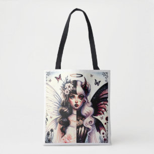 Bolsa Tote Metade Anjo Diabo Escuridão Beleza Asa Quebrada Fa