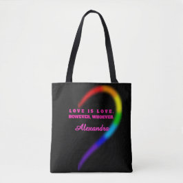 Bolsa Tote Metade Direita do Casal Orgulho Coração Nome Perso
