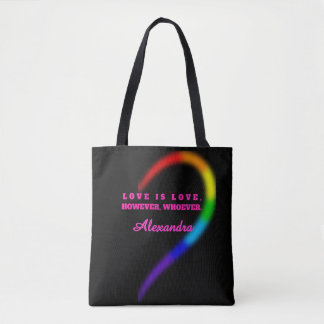 Bolsa Tote Metade Direita do Casal Orgulho Coração Nome Perso