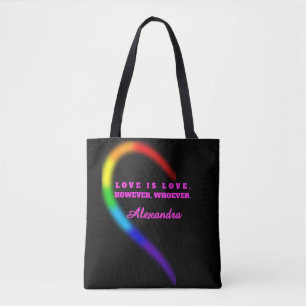 Bolsa Tote Metade Esquerda do Casal Orgulho Coração Nome Pers