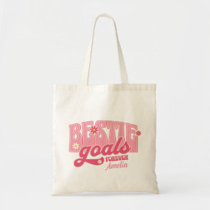 Bolsa Tote Metas de Melhor Amiga para Sempre Tipografia Flora