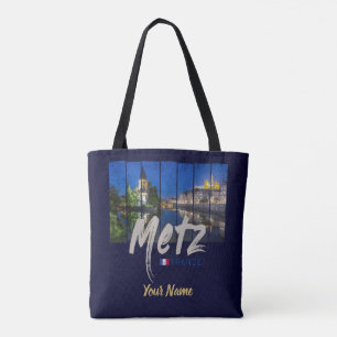 Bolsa Tote Metz Grand Est France na Vintage Noturna Souvenir