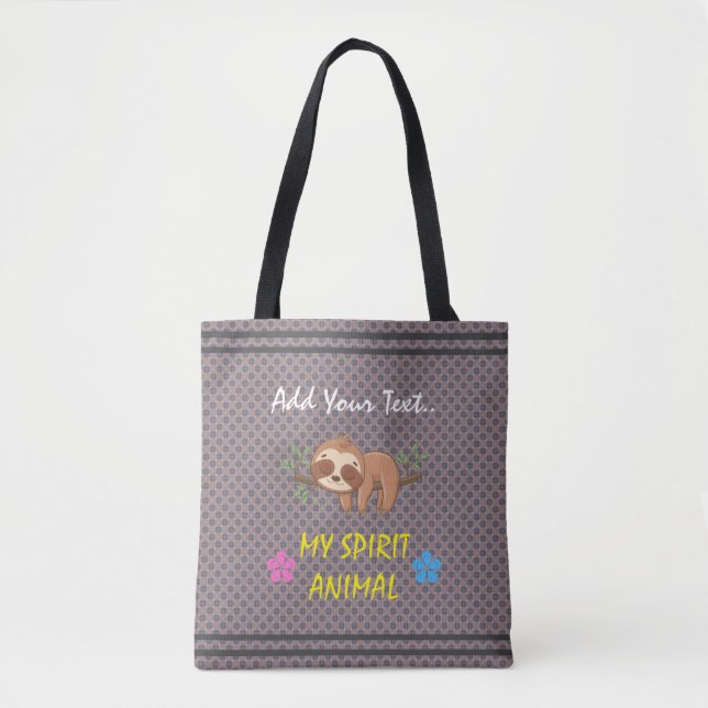 Bolsa Tote Meu Animal Espiritual | Preguiça Adormecida Fofa (Frente)