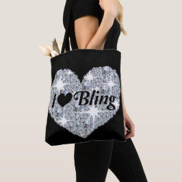 Bolsa Tote Meu coração de diamante de vidro. Eu adoro impress