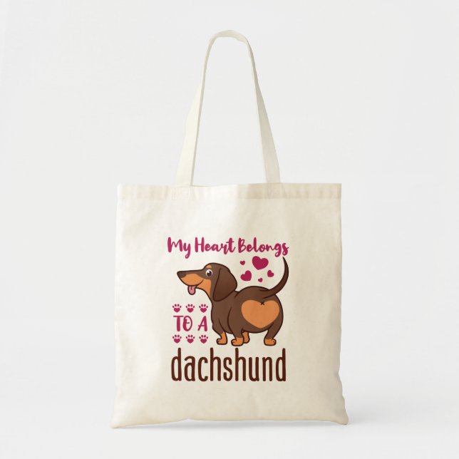 Bolsa Tote Meu coração pertence a um Dachshund (Frente)