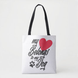 Bolsa Tote Meu Coração Pertence ao Meu Namorados de Cachorro