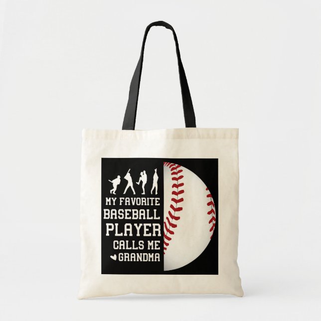 Bolsa Tote Meu Jogador De Beisebol Favorito Me Chama De Avó (Frente)
