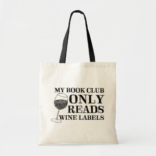 Bolsa Tote Meu Livro Clube Lê Apenas Etiquetas De Vinho