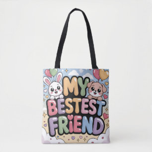 Bolsa Tote Meu Melhor Amigo Gráfico: Coelhinho e Cachorrinho