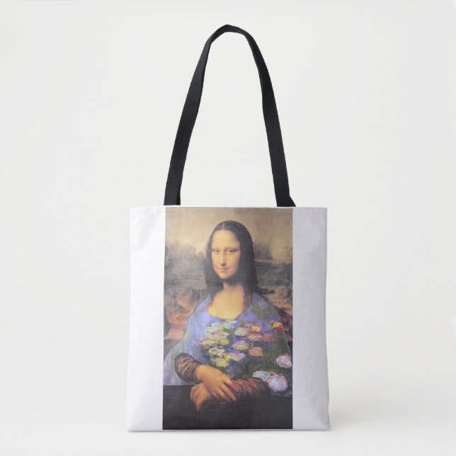 Bolsa Tote Meu Novo Vestido - Mona Lisa em um Monet (Frente)
