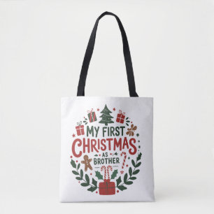 Bolsa Tote Meu Primeiro Natal Como Irmão Família Combinando