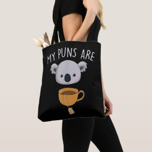 Bolsa Tote Meus trocadilhos são koala chá piadas engraçadas d