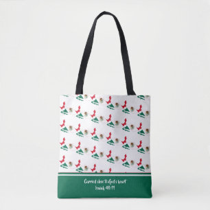 Bolsa Tote MEXICO Flag Christian Scripting GREEN