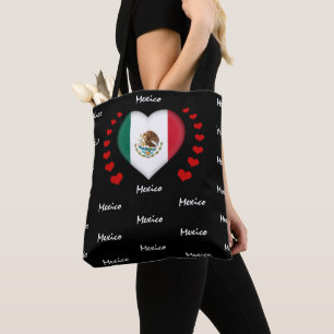 Bolsa Tote México Flag & Heart, mexicano Flag fashion/sport