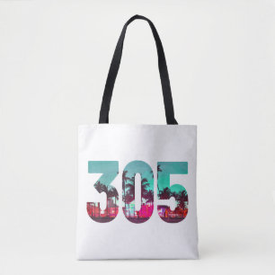 Bolsa Tote Miami 305 Código de Área Flórida Palmeiras Vintage