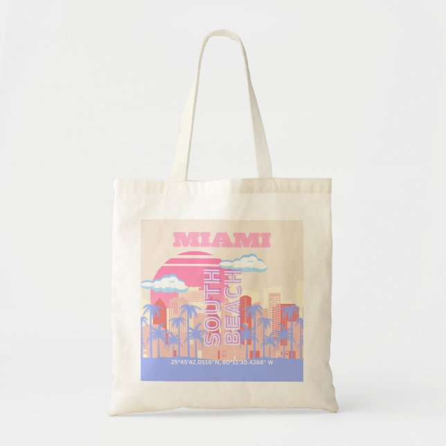 Bolsa Tote Miami Beach, Arte de Viagem de Miami, Quarto Prepp (Frente)