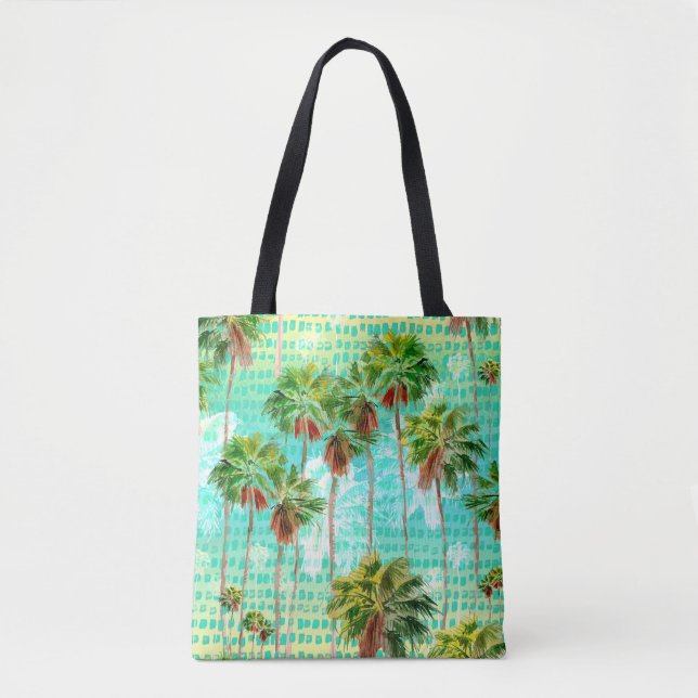 Bolsa Tote Miami Palms: Aquarela tropical sem costura (Frente)
