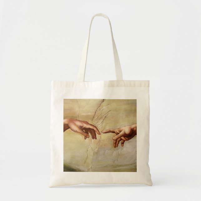 Bolsa Tote Michelangelo Criação da Capela Sistina de Adão (Frente)