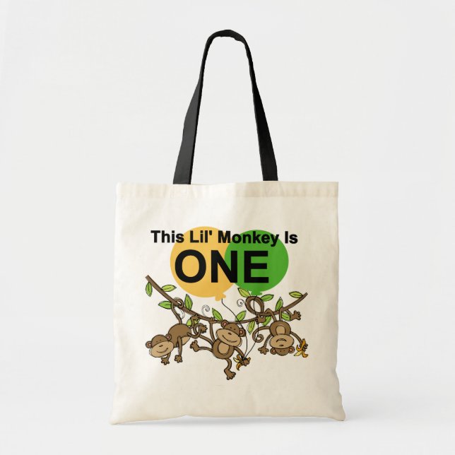 Bolsa Tote Micos-macacos primeiro aniversario camisas e prese (Frente)