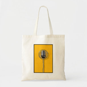 Bolsa Tote Microfone Retro em Amarelo Ousado