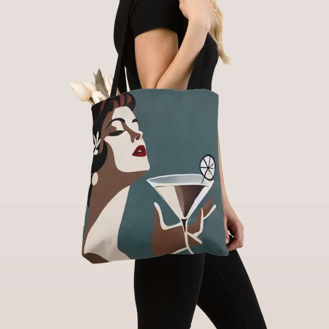 Bolsa Tote Mid Century Modern Art The Martini DIva (Close Up)