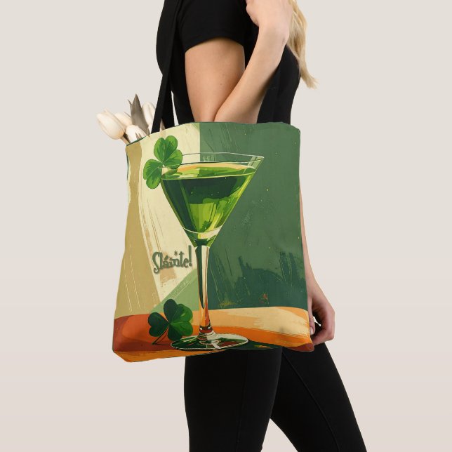 Bolsa Tote Mid Century Modern Shamrock Martini Sláinte!  (Close Up)