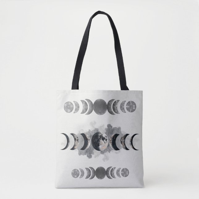 Bolsa Tote Mid-Century Moon Phases Totem Poster | Bauhaus Geo (Frente)