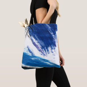 Bolsa Tote Mídia mista: abstrato artístico azul-aquarela