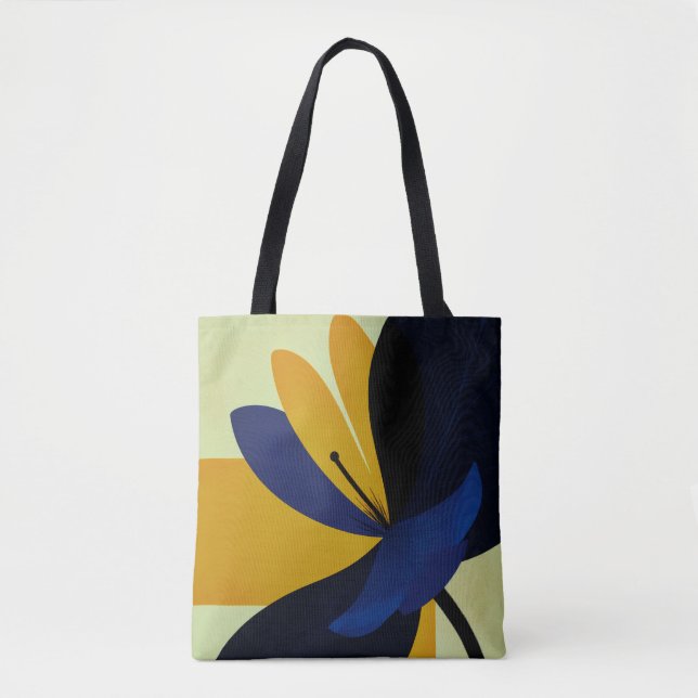 Bolsa Tote Midnight Bloom – Gráficos Florais Modernos e Ousad (Frente)