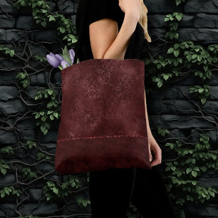 Bolsa Tote Midnight Henna Romance   Red Satinge Damask