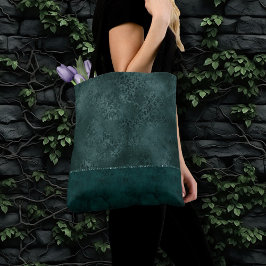 Bolsa Tote Midnight Teal Romance | Dark Satinge Damask